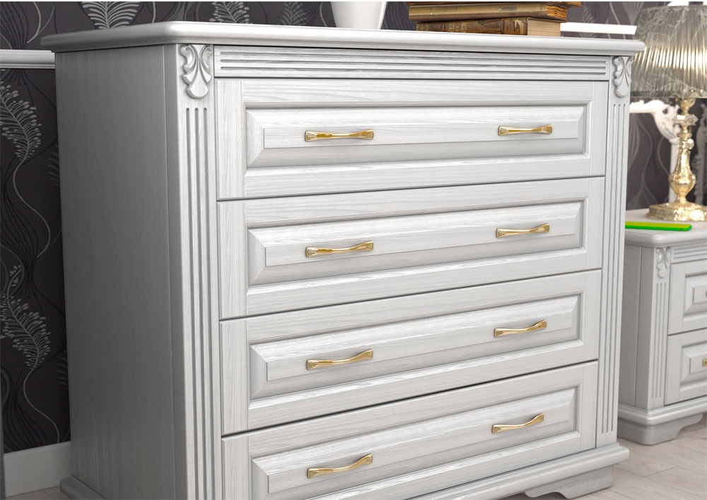 Комод белый с 4 ящиками "Палермо" DREAMLINE ДИЗАЙНЕРСКИЕ, КОМОДЫ "ПАЛЕРМО" 163494 Молочный;слоновая кость  - Вид №3