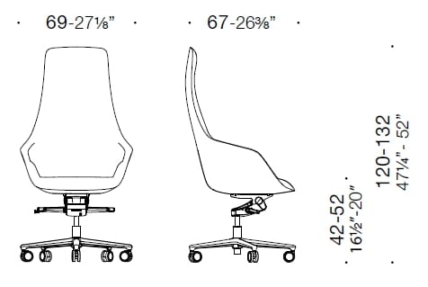 Кожаный офисный стул с высокой спинкой и 5 спицами ESTEL GROUP Hego ARCH-00046902 - Вид №5
