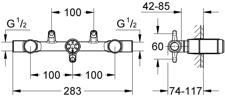 Встраиваемая часть смесителя GROHE Ondus, двухвентильный (29025000) - Вид №1
