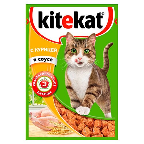 ПР0037573 Корм для кошек курица в соусе конс. пауч 85г Kitekat 