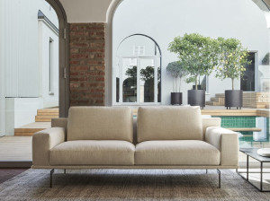 Диван из ткани и кожи