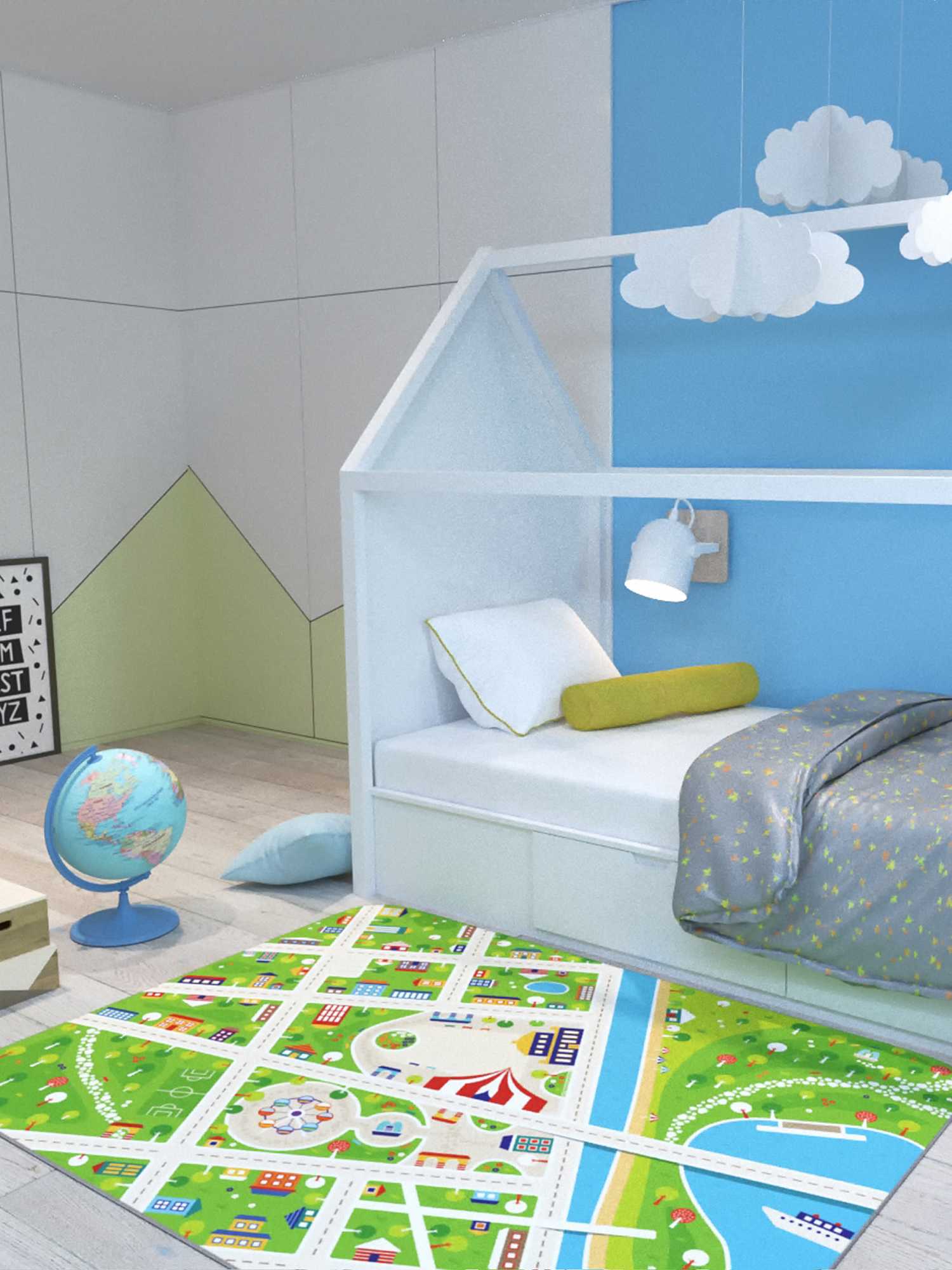 Детский игровой коврик 160х120 см "Маленький город" БЕЛЬМАРКО  351574 Зеленый Santreyd  - Вид №4