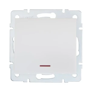 Выключатель встраиваемый Lezard Rain 1 клавиша с подсветкой, цвет жемчужно-белый