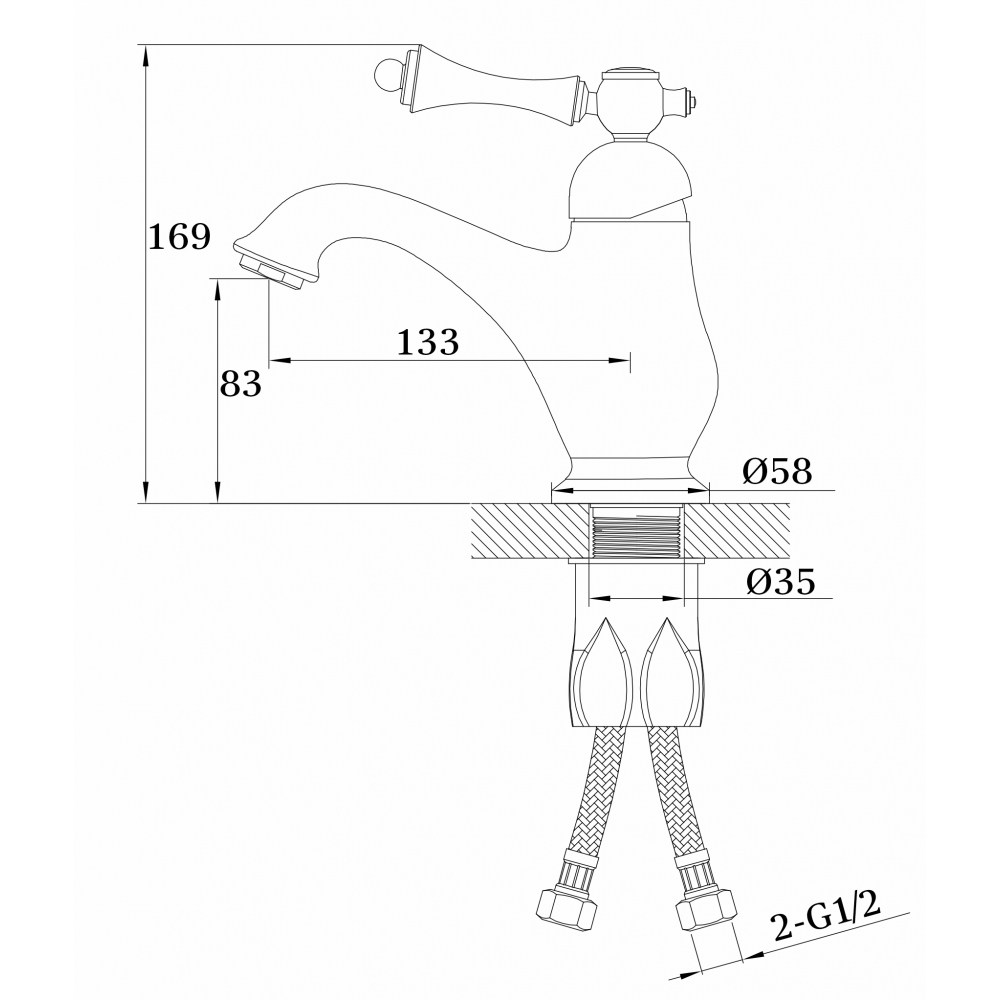 GZ 77011 Смеситель для раковины однорычажный Ganzer Хром Ganzer Германия 14086 - Вид №2