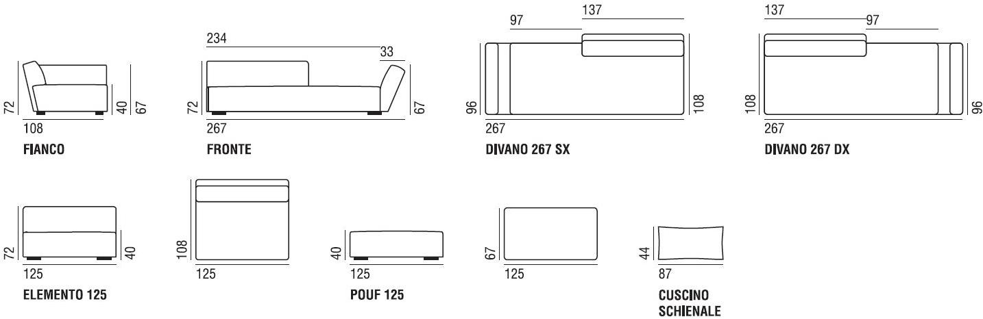 Verzelloni Съемный тканевый пуф Itaca sun-id-1389896 - Вид №3