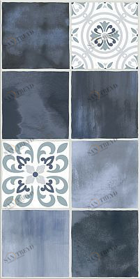 Плитка Glam Indigo Ornament 1 31,5х63 Azori sun-id-330528