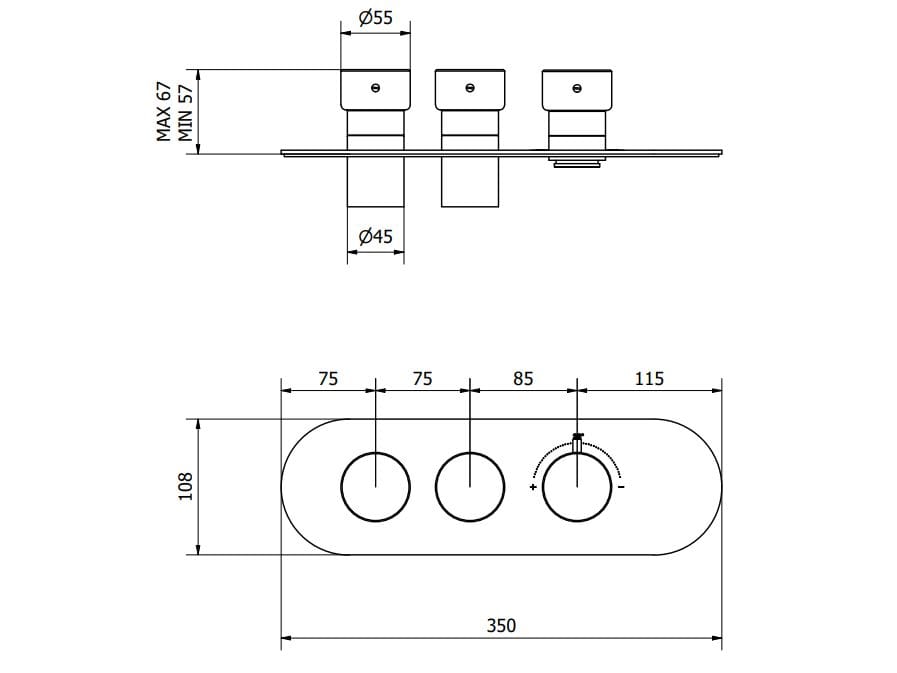 Мраморный термостатический смеситель для душа с 3 отверстиями IB Aqua ARCH-00042772 - Вид №2