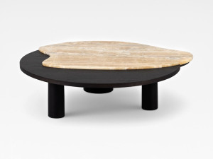 Низкий журнальный столик из дуба и оникса Shadow