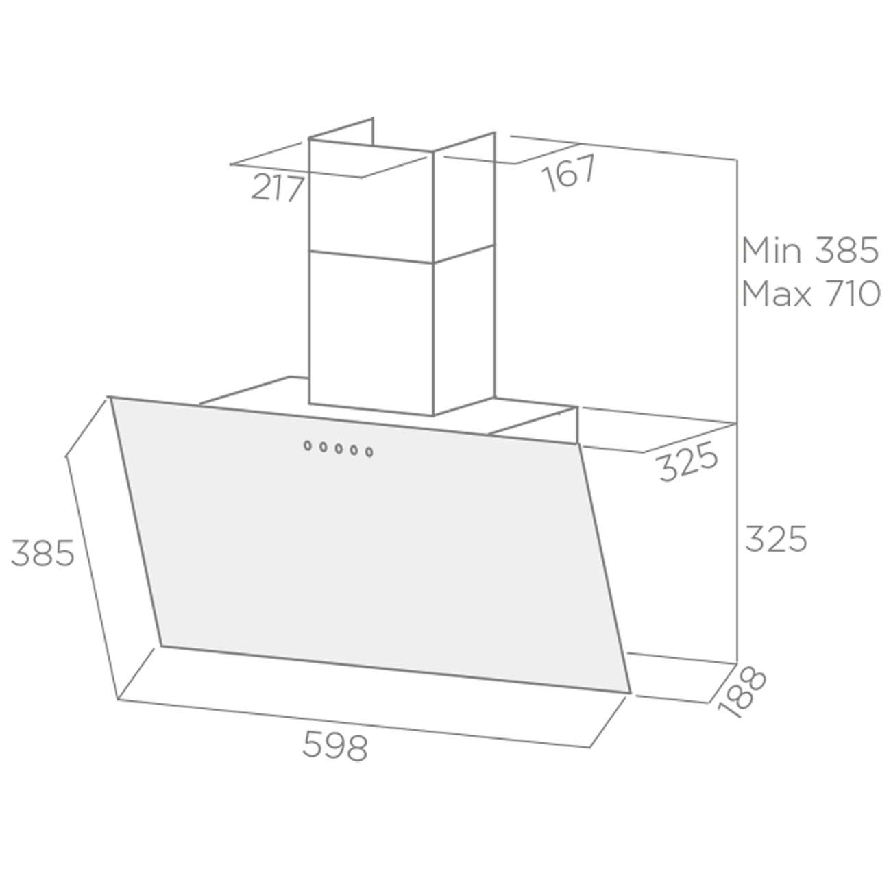 9014721 Вытяжка наклонная Jetair ARIEL 60/A/WH белый STDN-0104255 - Вид №1