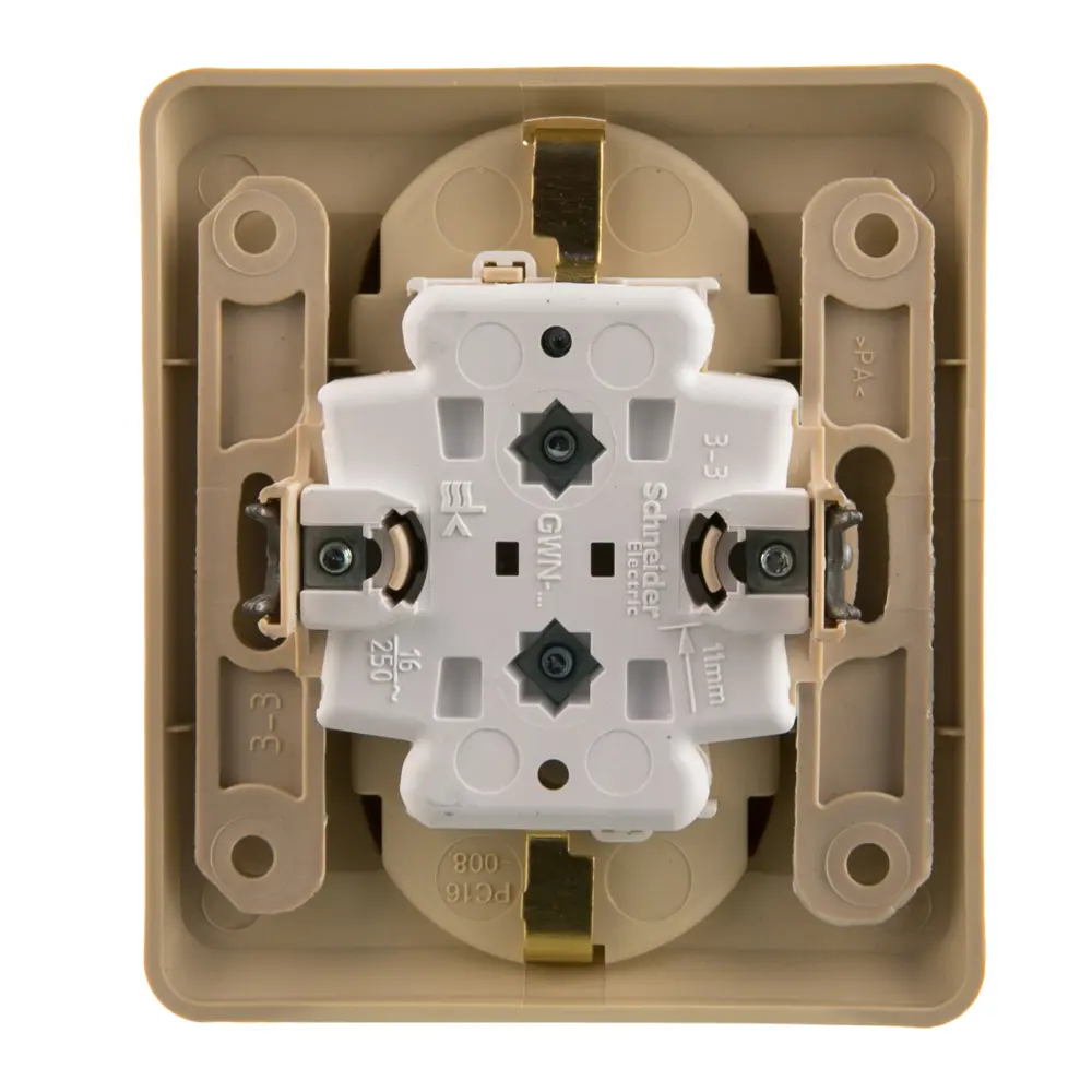 Розетка двойная встраиваемая Schneider Electric Этюд с заземлением, со шторками, цвет кремовый 11401408 STLM-2058898 - Вид №1
