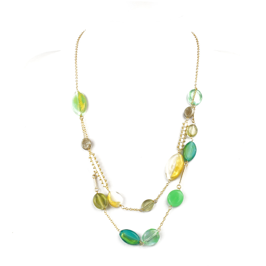 3838 ORIGINALMURANOGLASS Колье в два ряда Лилия - Коллекция Antica Murrina - муранское стекло OMG 88 см  - Вид №1