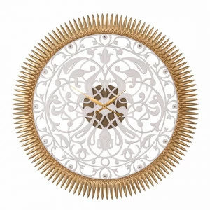 Часы настенные круглые белые с рамкой золото Flores IN SHAPE FLORES 00-3860077 Белый;золото