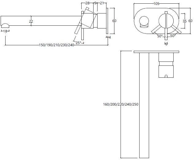 Water Evolution Смеситель для раковины из нержавеющей стали настенный S22 sun-id-1353879 - Вид №4