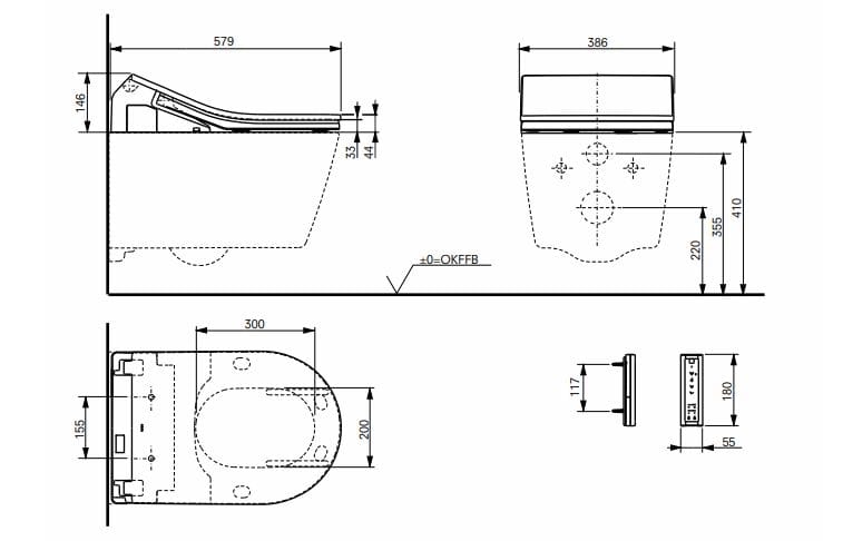 Керамический подвесной туалет биде с ручным душем TOTO Washlet® ARCH-00131850 - Вид №5
