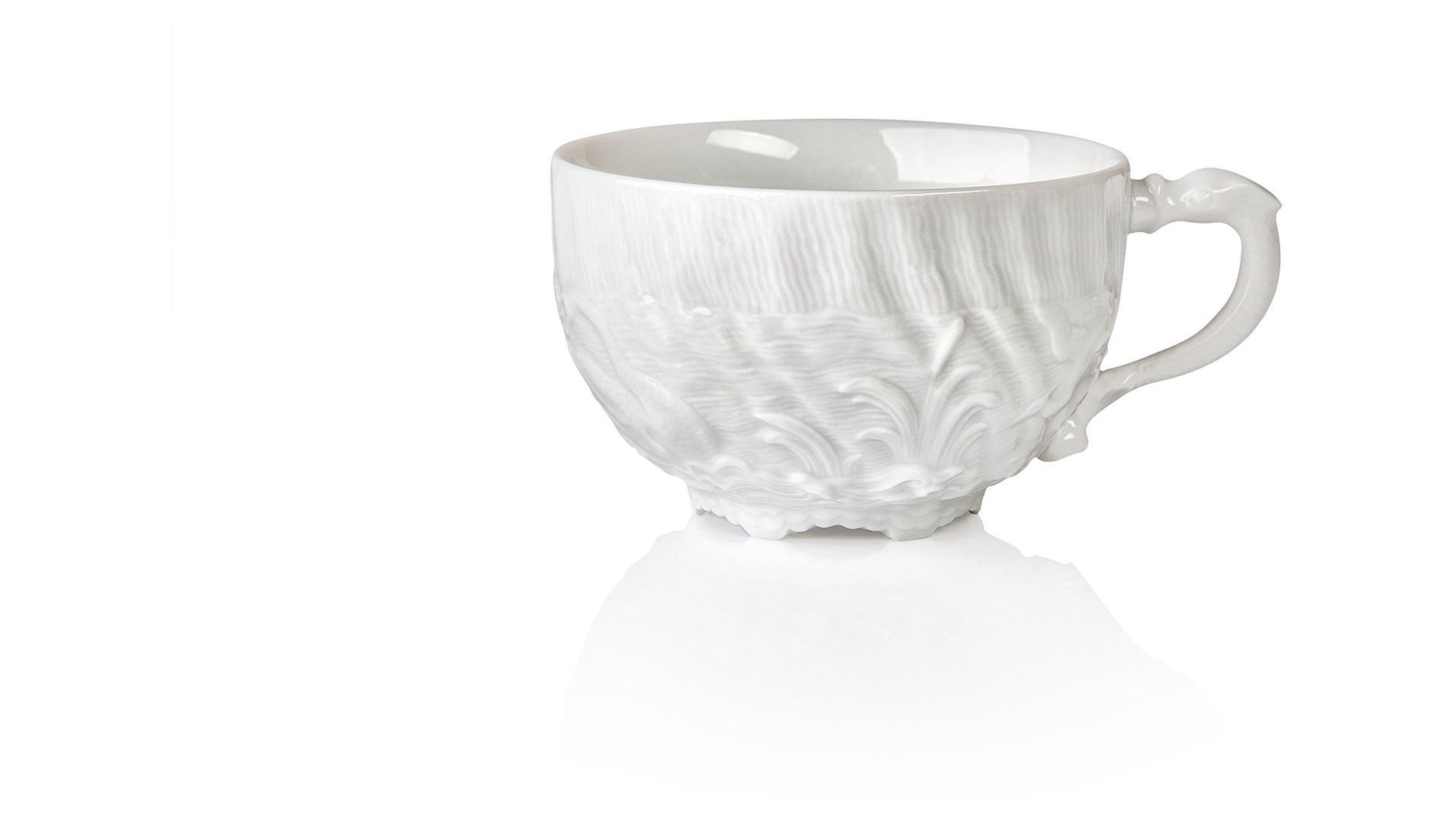 10664297 Meissen Набор из 2 чашек чайно-кофейных с блюдцами Meissen "Лебединый сервиз" (белый рельеф), 140мл, п/к Фарфор, Керамика  - Вид №2