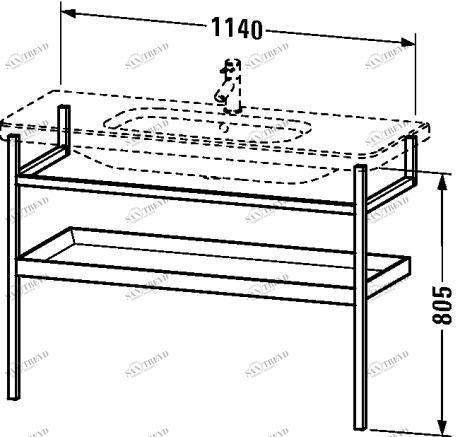 DS988400707 DuraStyle Мебельные аксессуары - полотенцедержатель с полочкой Бетонно-серый матовый декор Duravit