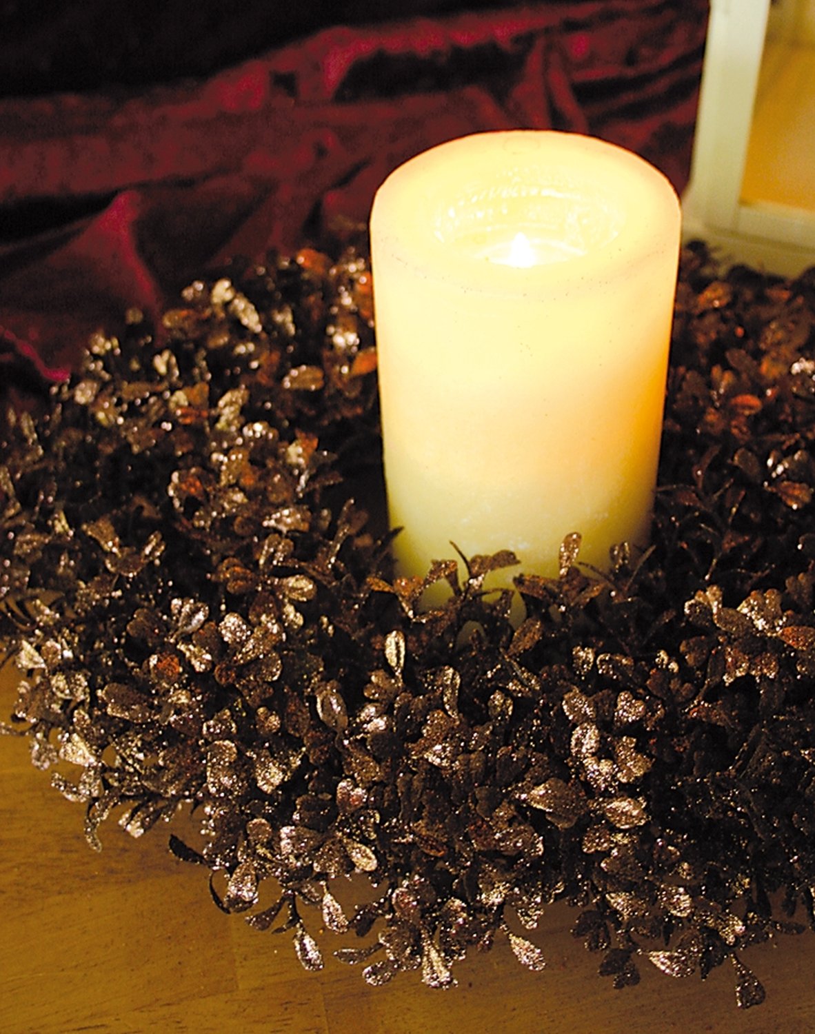 1655 666 a3 Искусственный венок из самшита с глиттером, синтетический материал, Ø 30 см, коричневый H-andreas 