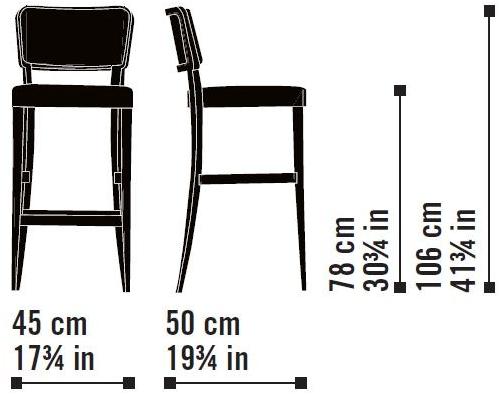 Very Wood Высокий табурет из ткани со спинкой Wiener sun-id-1386615 - Вид №3