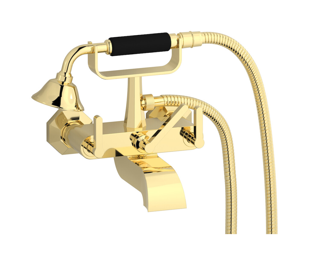 Настенный смеситель для ванной в комплекте с душевым гарнитуром WE ARE IB bl250ii Pale Gold Belmondo 