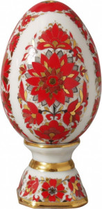 10594886 Императорский фарфоровый завод Яйцо пасхальное  на подставке ИФЗ Русские узоры 11,5см, фарфор Твёрдый фарфор