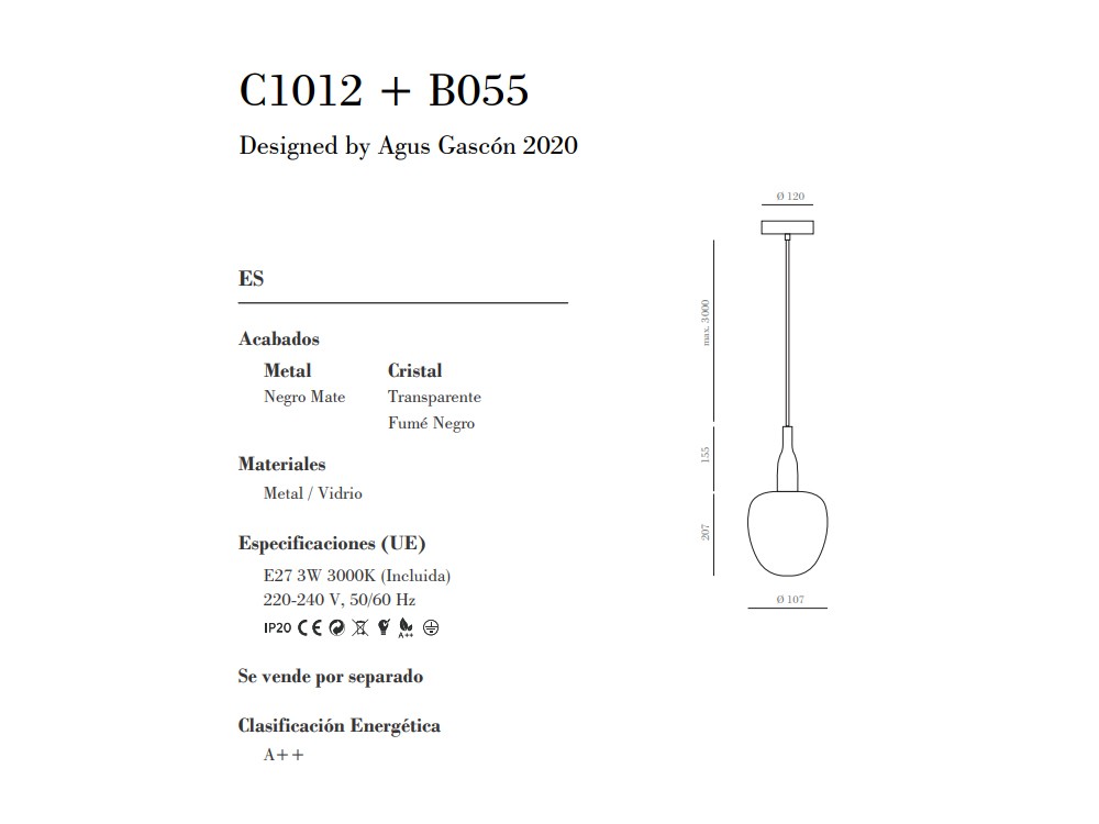 101056 Подвесной светильник дымчатый плафон Aromas del Campo C1012 + B055  - Вид №1
