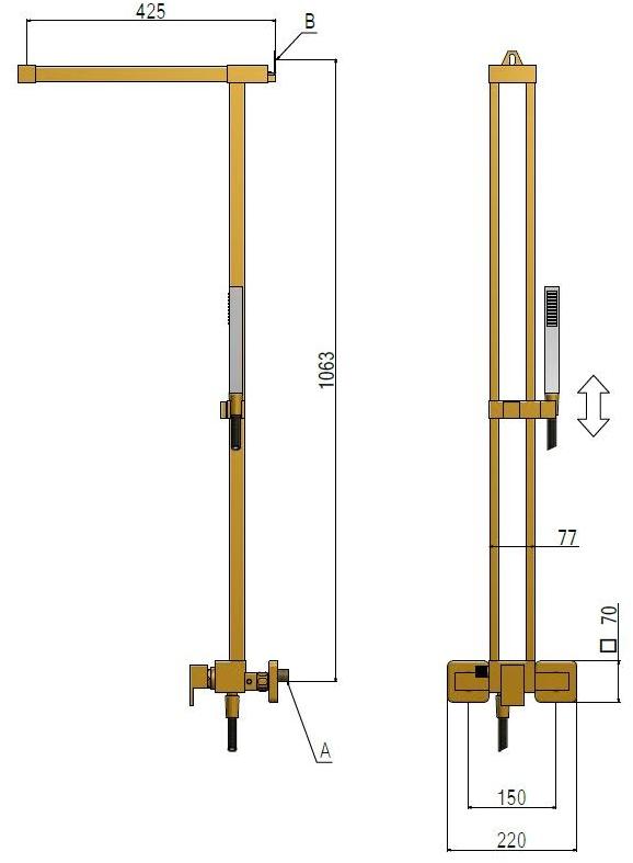 tender rain Настенная душевая стойка из латуни sun-id-1383485 - Вид №6