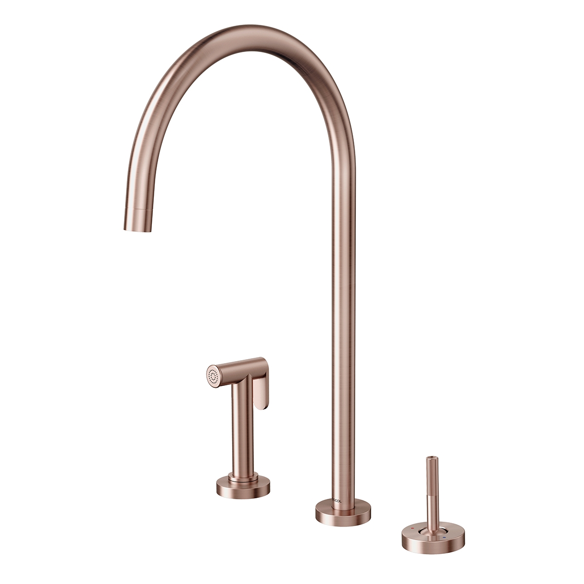 01546569 Кухонный настольный смеситель с джойстиком и боковым душем из матовой меди Docol MIX&MATCH