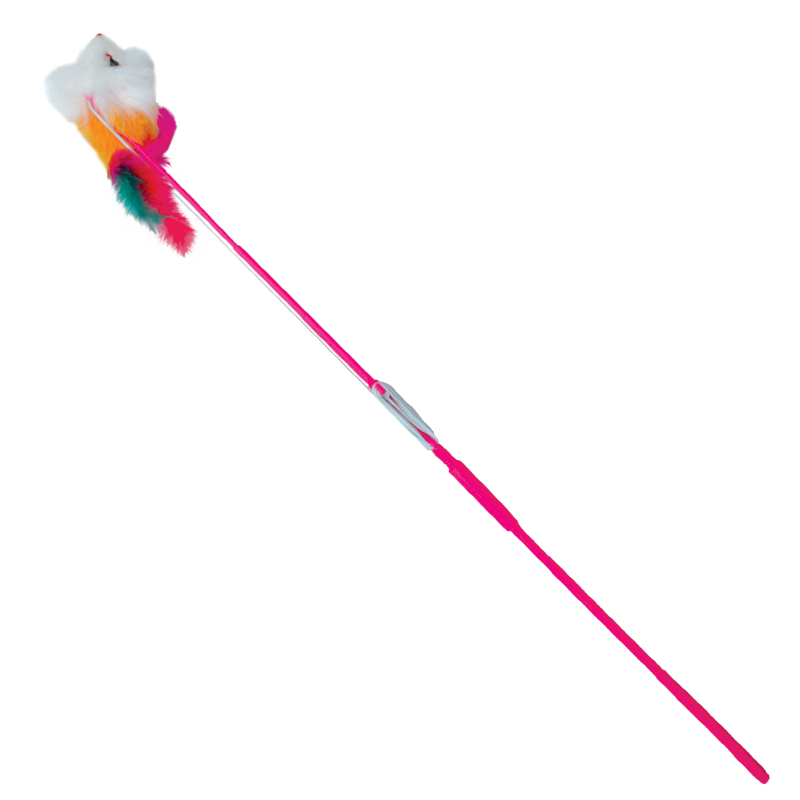 ПР0056079 Игрушка для кошек Удочка-дразнилка складная Пушистая мышка, 30/580мм TRIOL 