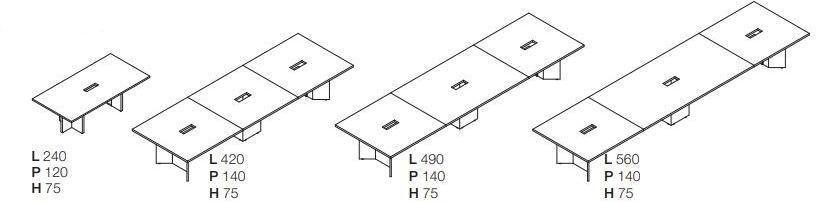 Las Mobili Прямоугольный стол для совещаний с системой управления кабелями Elite sun-id-1461939 - Вид №5