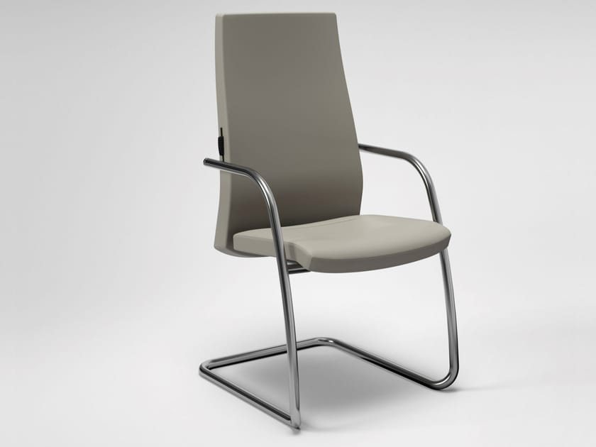 Кожаный консольный стул с подлокотниками для залов ожидания FANTONI Seating system ARCH-00090070