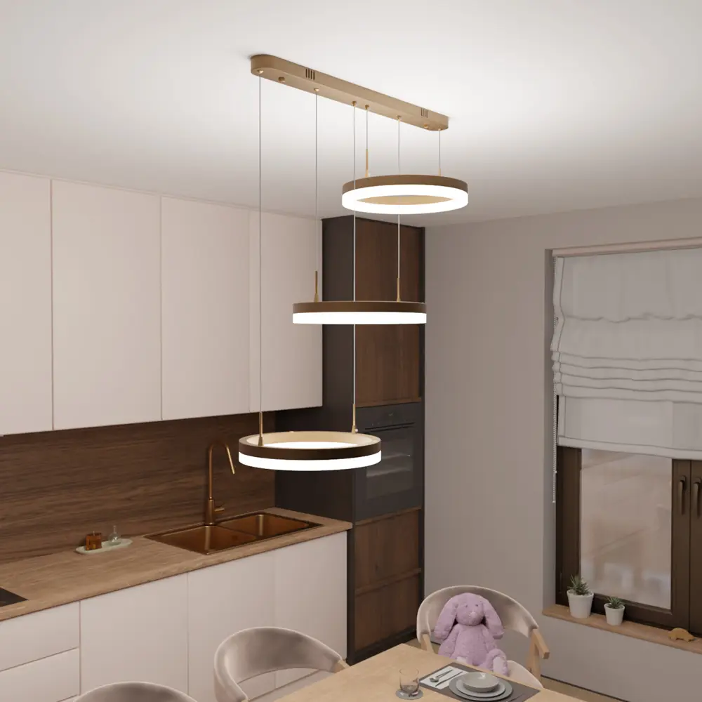 Люстра потолочная светодиодная диммируемая Ritter Rivo 52090 4 с д/у 72 Вт 17 м² 2700К-6500К цвет белый/золотой STLM-2184532 - Вид №14