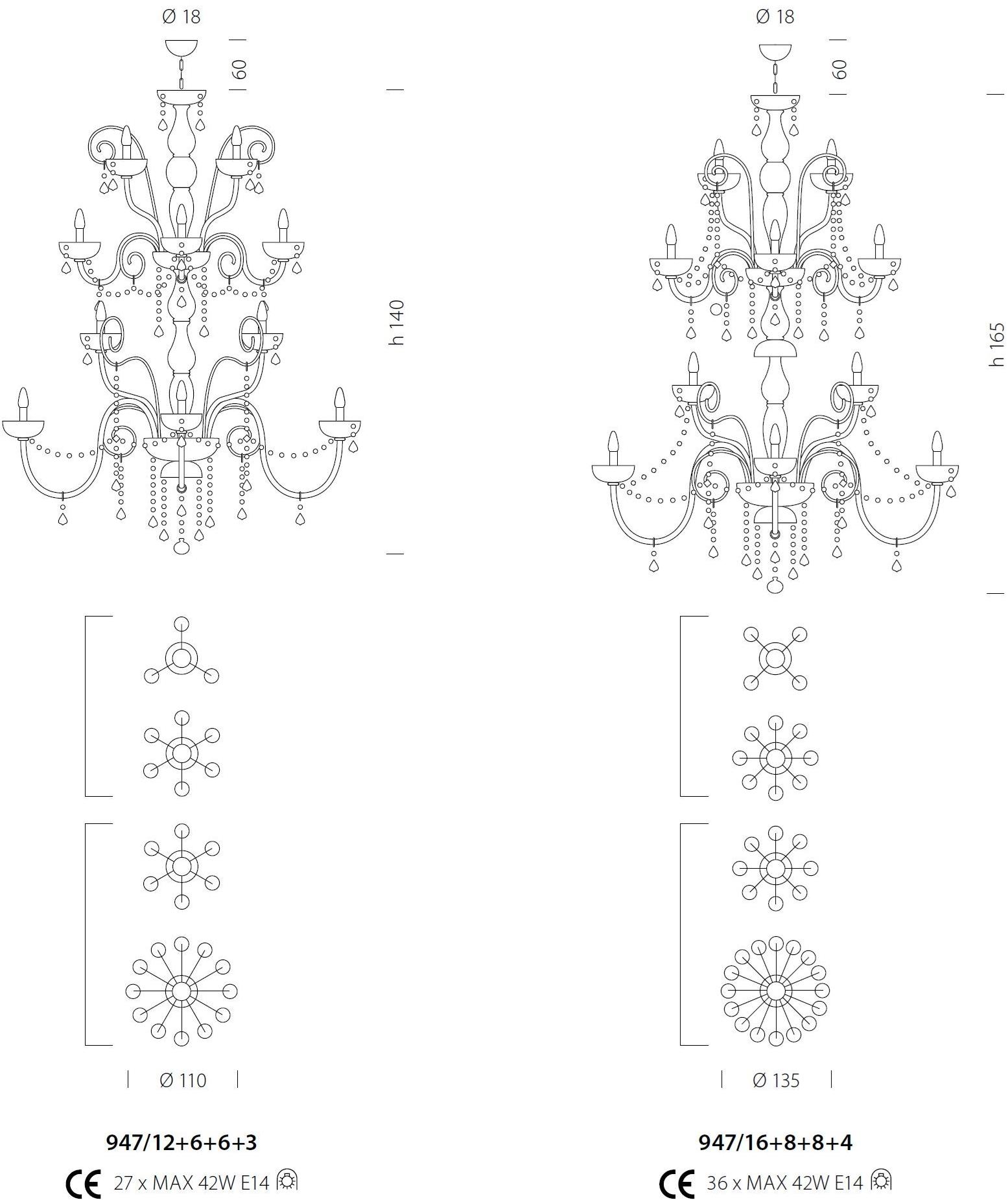 Sylcom Люстра из стекла с кристаллами Dandolo 947/949 - Вид №8