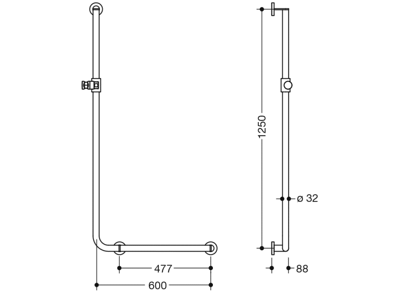 900.33.201XA Угловая ручка с держателем для душа HEWI Greifen  - Вид №1