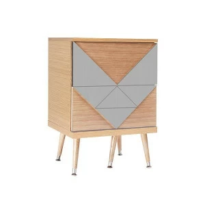 Прикроватная тумбочка с 2 ящиками светло-серая Woo Twins WOODI  00-3965936 Бежевый;серый