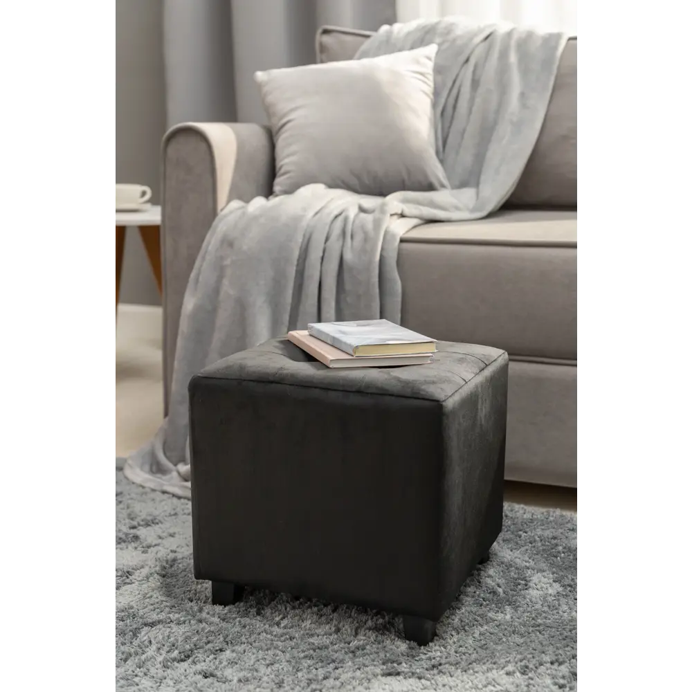 Табурет мягкий Atmosphera 121360D 35x35x33.5 см цвет черный 88328239 STLM-2212406  - Вид №2