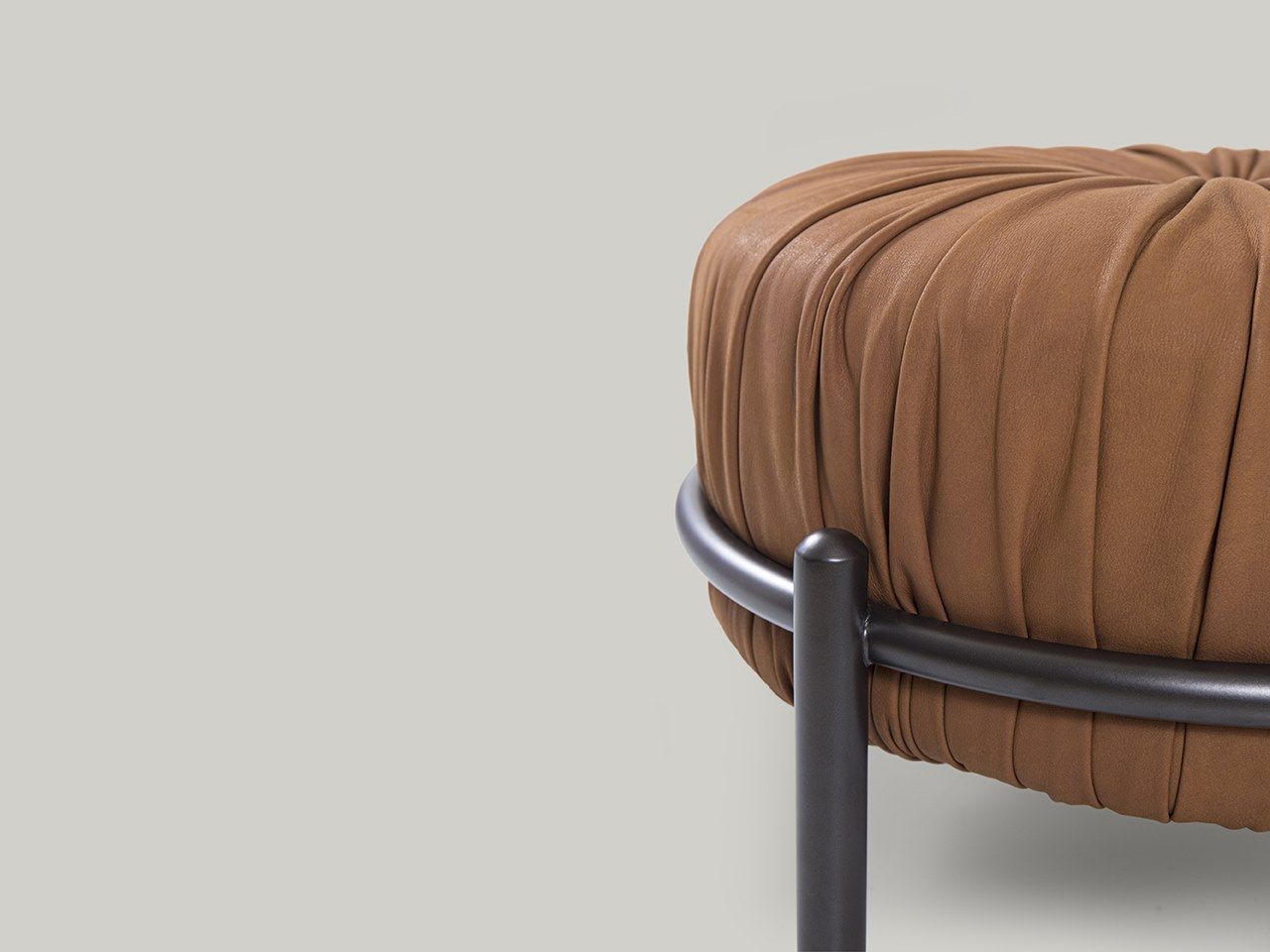 Круглый кожаный пуф Borzalino Bonbon ARCH-00058604 - Вид №6