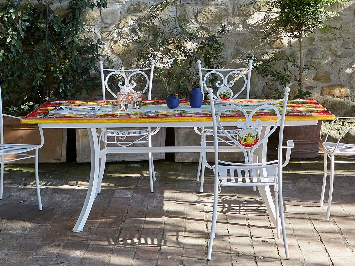 Садовый стол из фаянса и нержавеющей стали DOMIZIANI классический ARCH-00112915