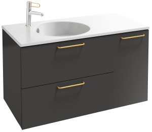 EB2544-R8-E10 Тумба под столешницу 100 см, 2 ящика/1 дверца, золотая ручка JACOB DELAFON ODÉON RIVE GAUCHE