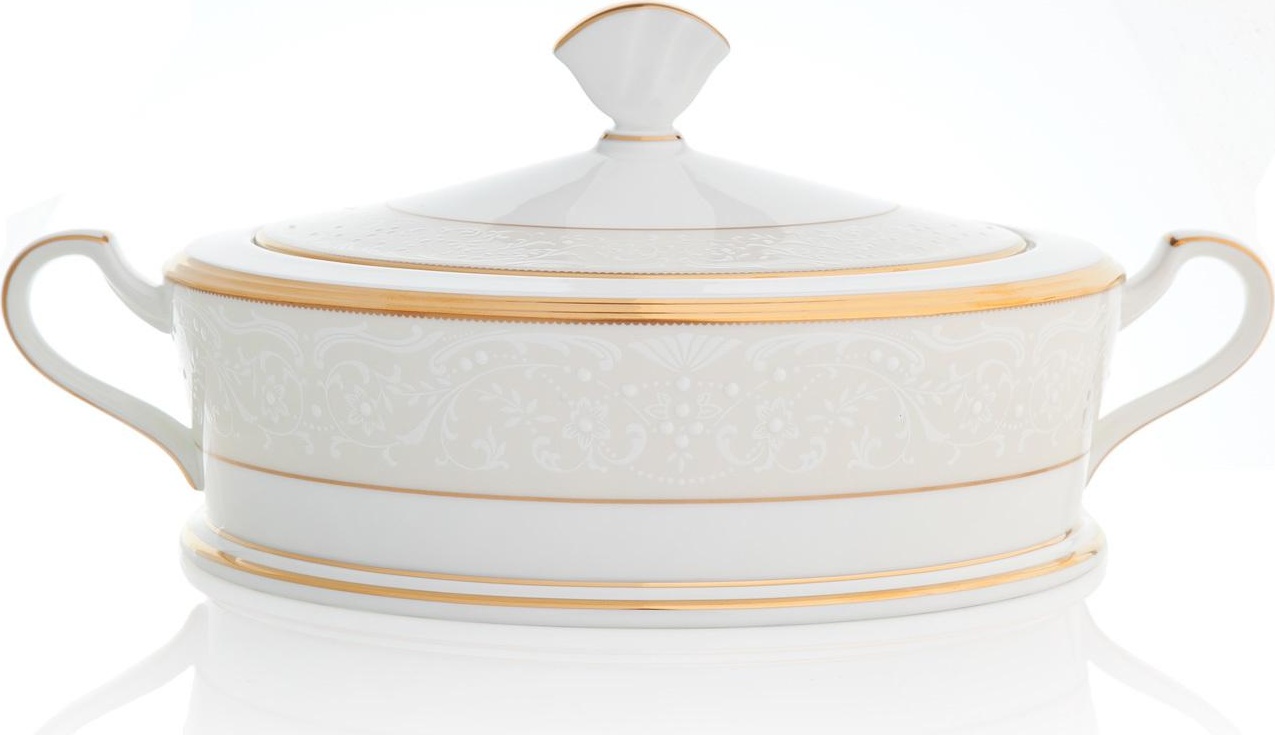 32086 Noritake Блюдо для горячего с крышкой Noritake "Белый дворец" 2,5л Фарфор костяной 