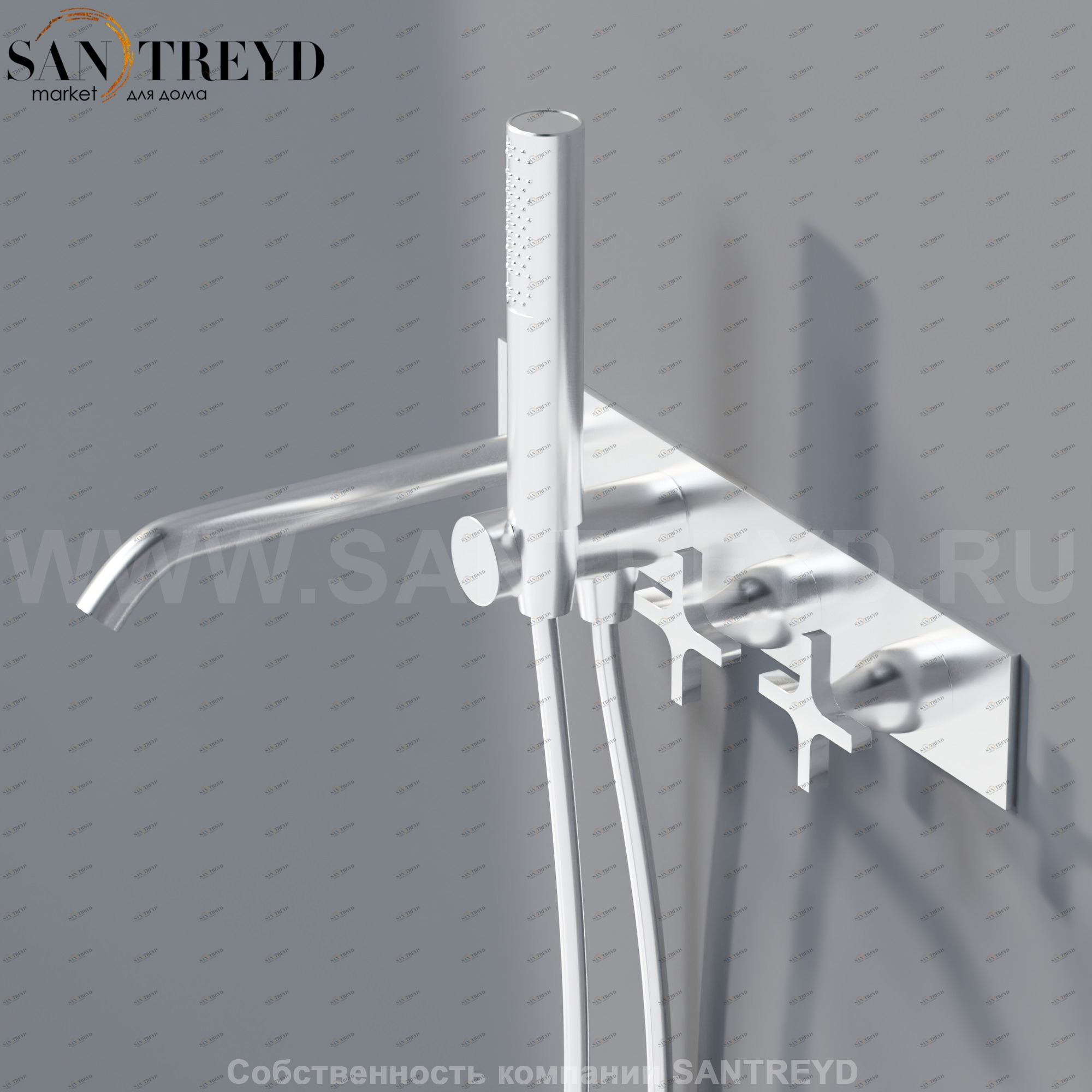 Agape MEMORY Смеситель в ручным душем для ванны хромированный матовый ARUB1040SP