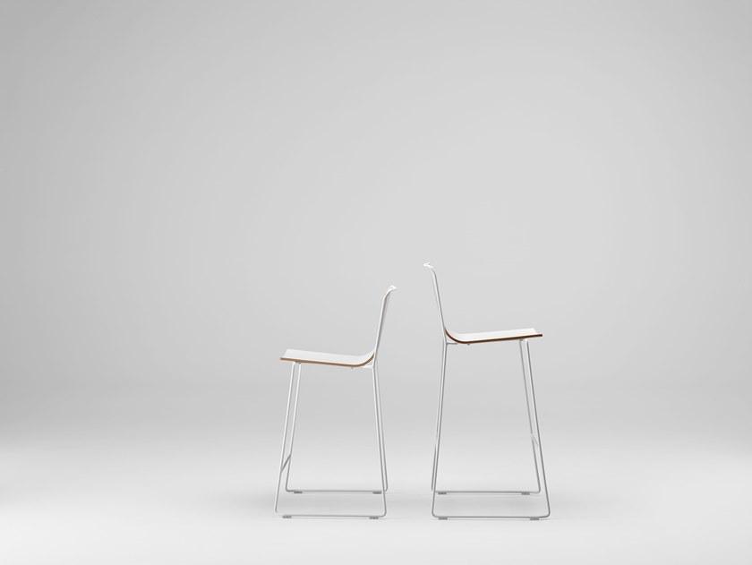 ONDARRETA Стул из высокой стали с сиденьем, обитым кожей Alo sun-id-1428895 - Вид №5