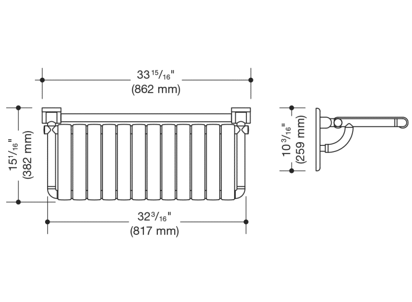 801.51US460 Складное сиденье для душа, прямоугольное (ada) HEWI USA Produkte  - Вид №2