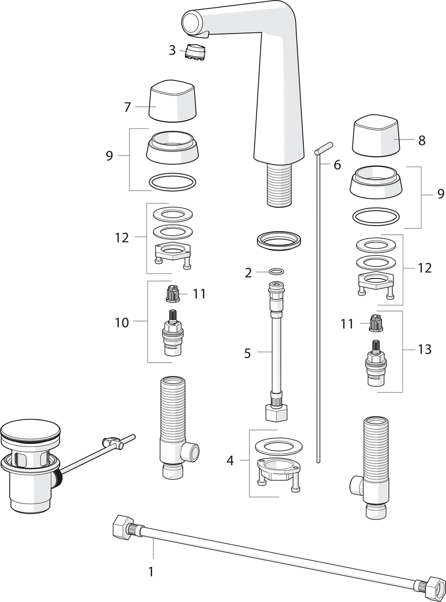Oras 3055 Смеситель для умывальника 3055 Inspera Хром  - Вид №4
