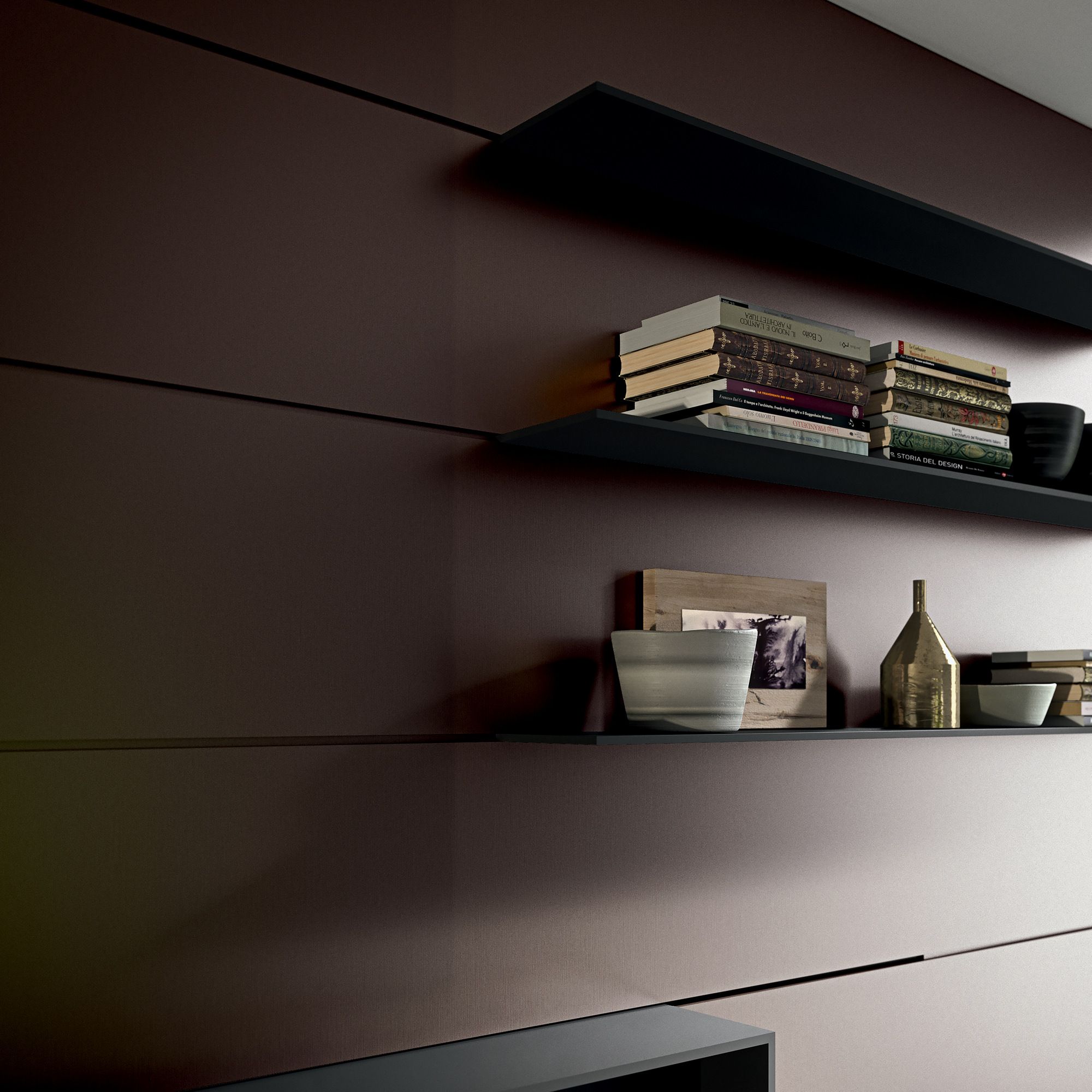 Оборудованная эвкалиптовая стена с подставкой для телевизора MODULNOVA Skill ARCH-00025005 - Вид №1