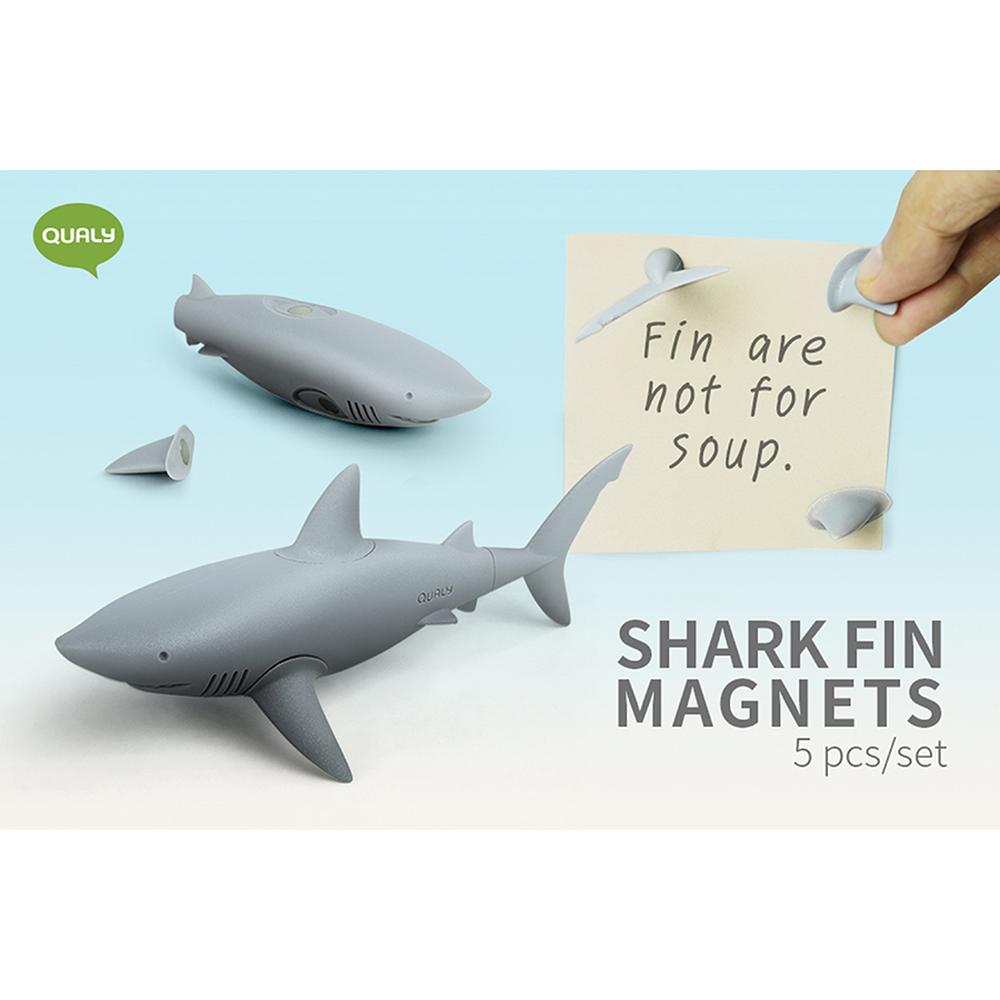 QL10341-GY Набор из 5 магнитов для холодильника shark Qualy  - Вид №2