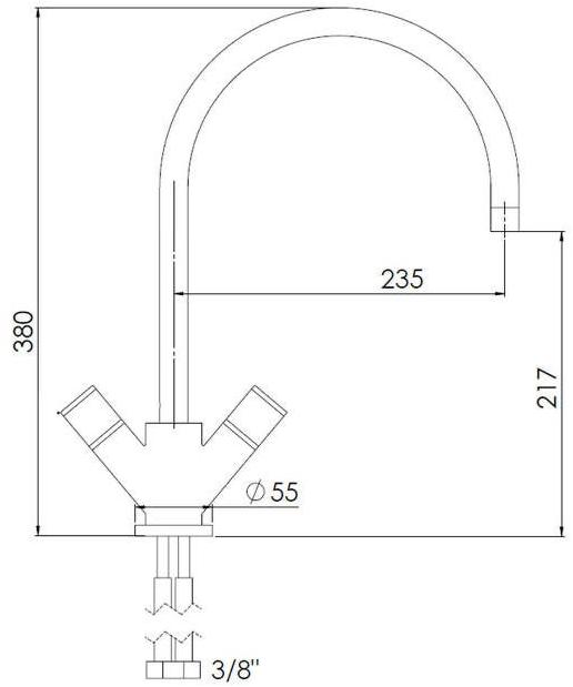rvb Смеситель для кухни с одним отверстием в современном стиле Flamant docks 4080.--.23 - Вид №2