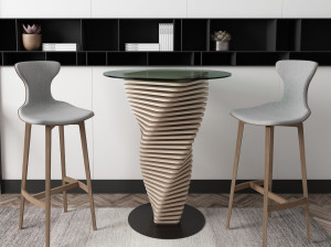 Круглый стол из дерева и стекла