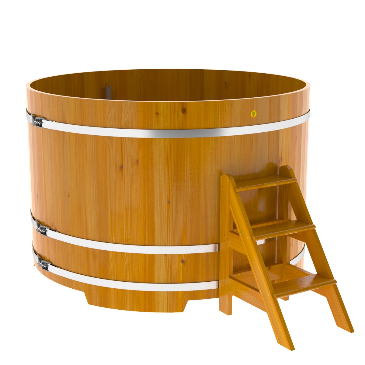 2241 Купель круглая из лиственницы Рустик d=1,80х1,2 натуральная Alyarus  - Вид №1