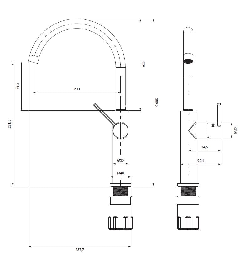 Смеситель для кухни с поворотным изливом OMNIRES TULA TL6050 ARCH-00027887 - Вид №8