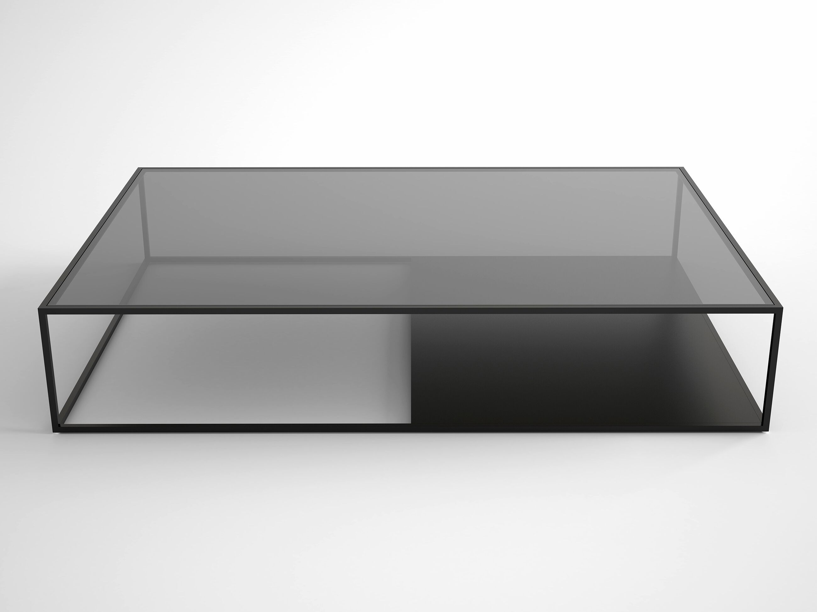 Низкий прямоугольный журнальный столик из стали и стекла Phase Design Half &amp ARCH-00150427